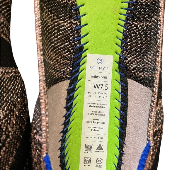 Rothys The Point Golden Shimmer Retired Rose Gold & Black Ballet Flats - Picture 9 of 9